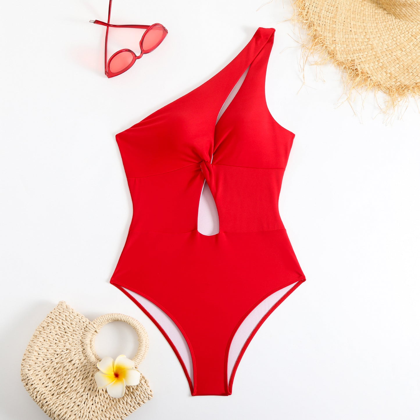 Maillot de bain une pièce pour femmes avec coupe asymétrique et détail en forme de nœud Chic und Stil