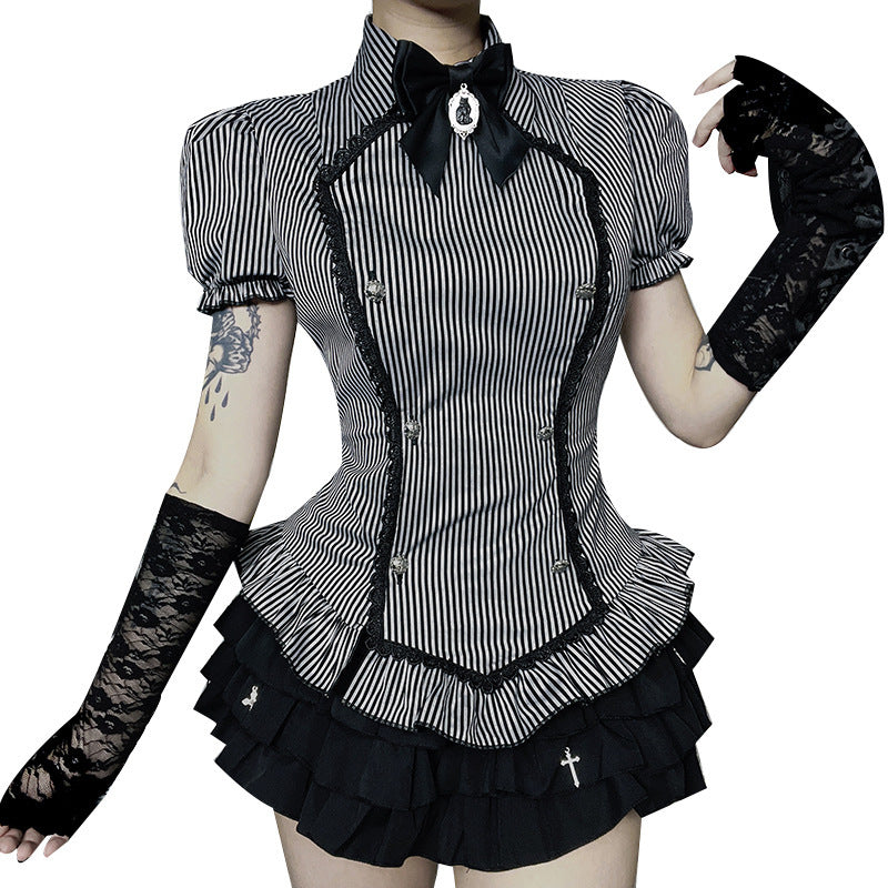 Blouse corset peplum inspirée du gothique pour femmes Chic und Stil