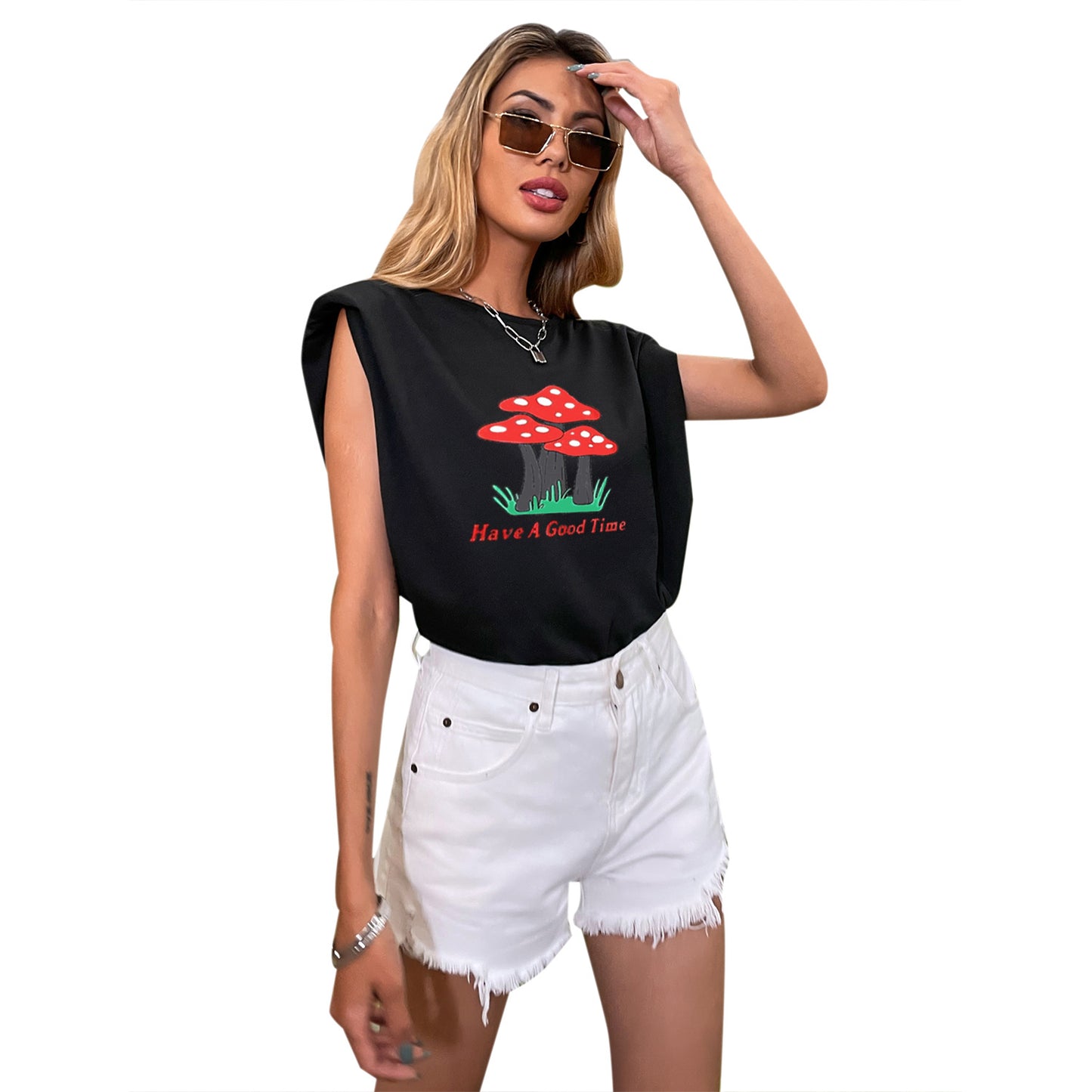 T-shirt surdimensionné décontracté pour femmes avec un design de champignon unique Chic und Stil