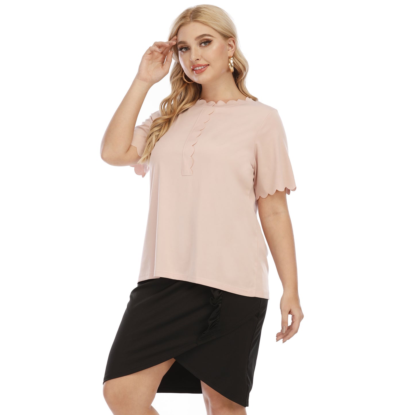 Blouse à volants élégante pour dames et ensemble de jupe asymétrique Chic und Stil