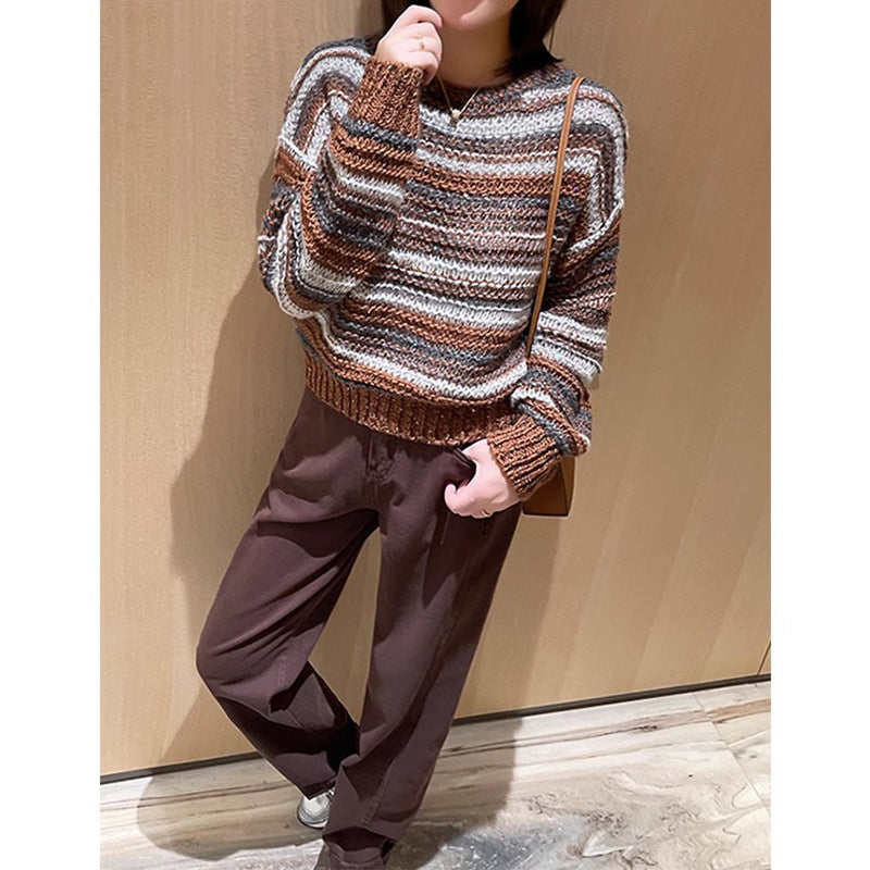 Pull en tricot rayé confortable pour femmes Chic und Stil