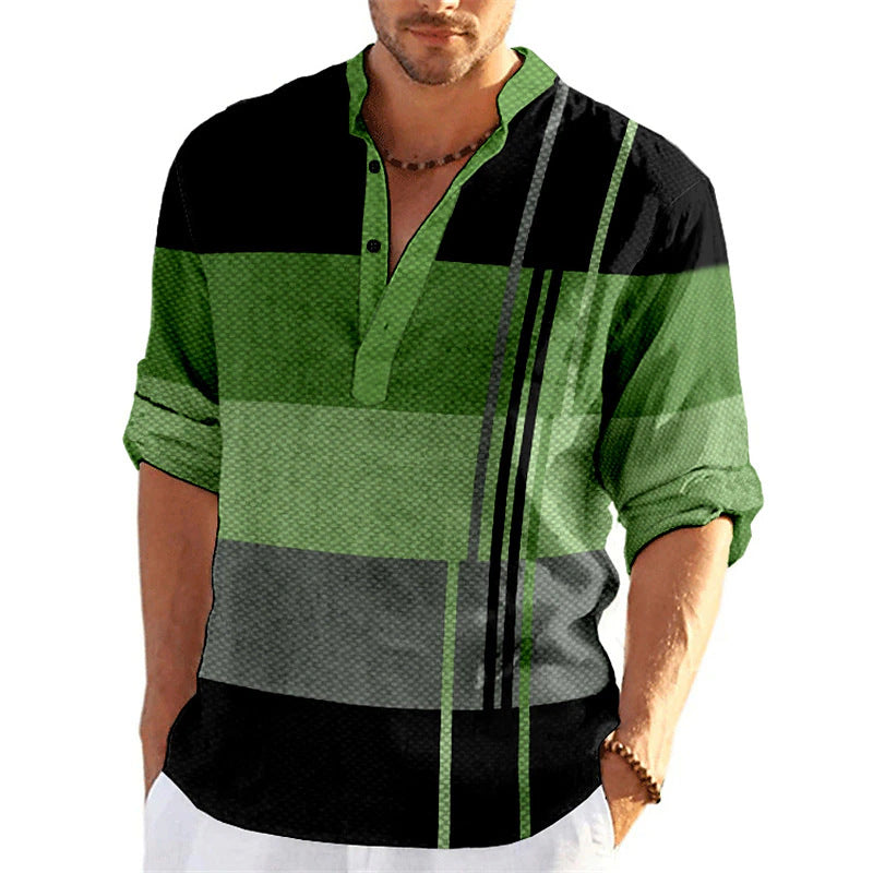 Chemise popover rayée décontractée pour hommes Chic und Stil