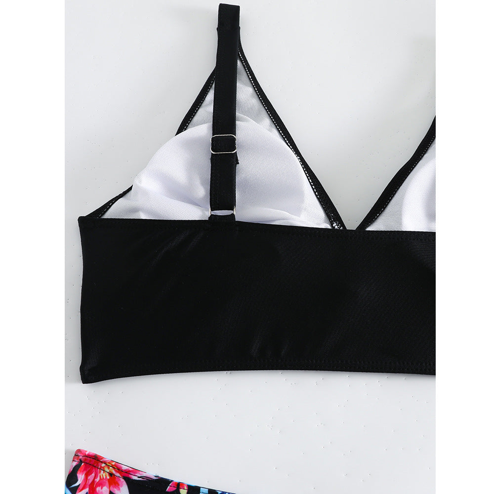 Bikini pour femmes taille haute avec motif floral et haut en forme de nœud Chic und Stil