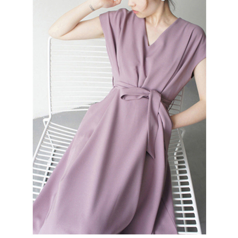 Robe midi wrap à décolleté en V pour femmes avec poches Chic und Stil