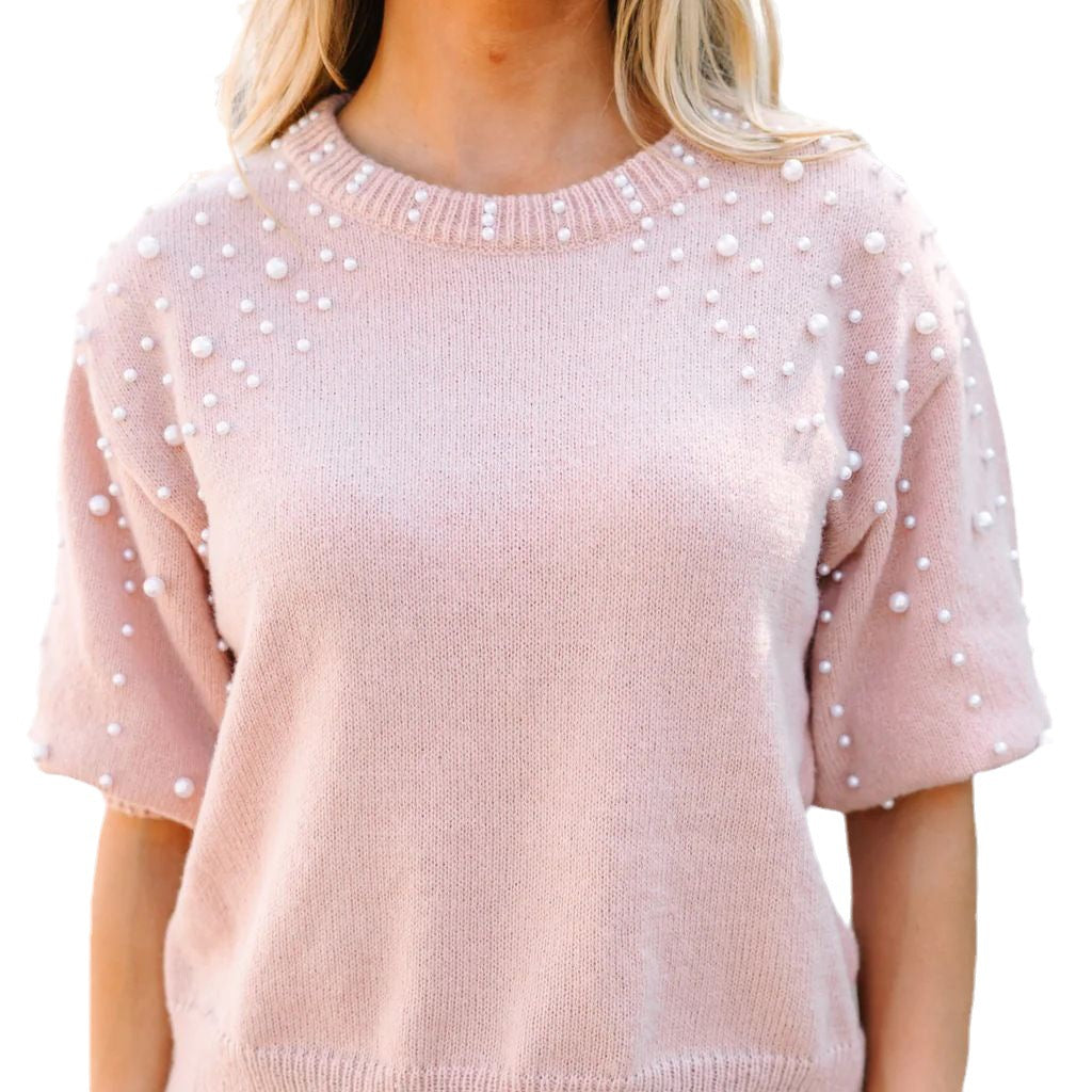 Dames Pull en tricot élégant avec appliques en perles Chic und Stil