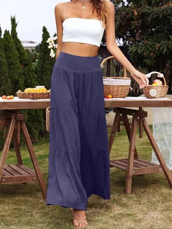Pantalon d'été ample pour femmes avec taille élastique et coupe fluide Chic und Stil