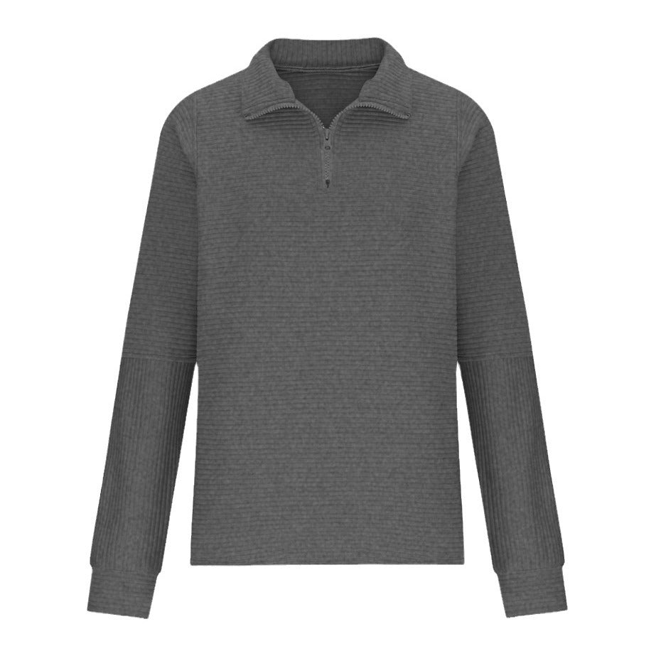 Pull en waffle à col montant et zip pour femmes Chic und Stil