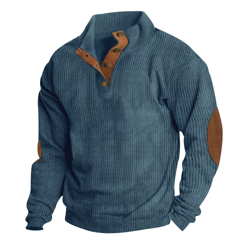 Pull en structure à vagues pour homme avec accents en cuir Chic und Stil