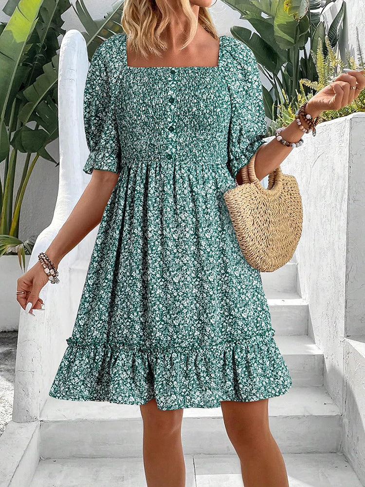 Robe d'été romantique pour dames avec des manches bouffantes et des volants Chic und Stil