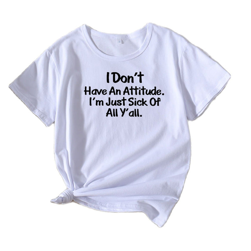 Dames Freizeit Attitude Graphique T-Shirt Chic und Stil