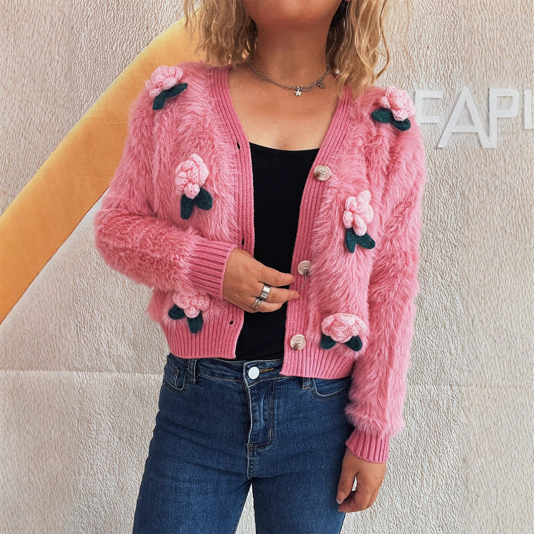 Cardigan femme avec des appliqués floraux et un matériau doux Chic und Stil