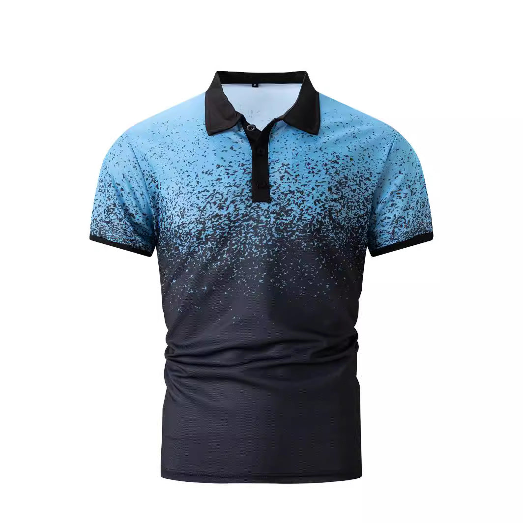 Hommes-Gradient-Impression-Performance-Polo-shirt Chic und Stil