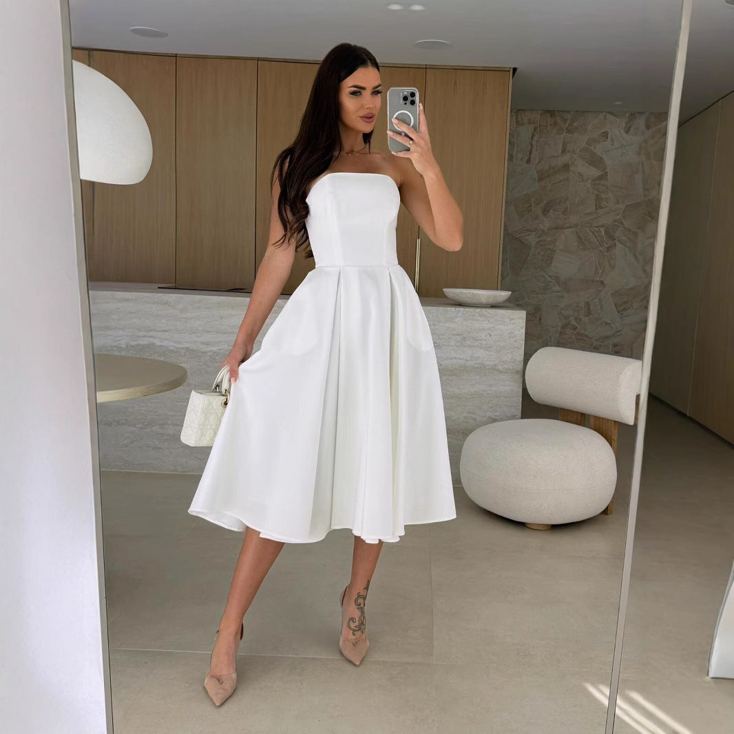 Robe sans bretelles en A pour dames Chic und Stil