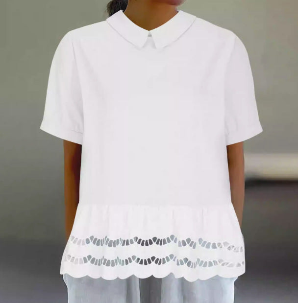 Blouse à ourlet en dentelle élégante Chic und Stil pour femmes