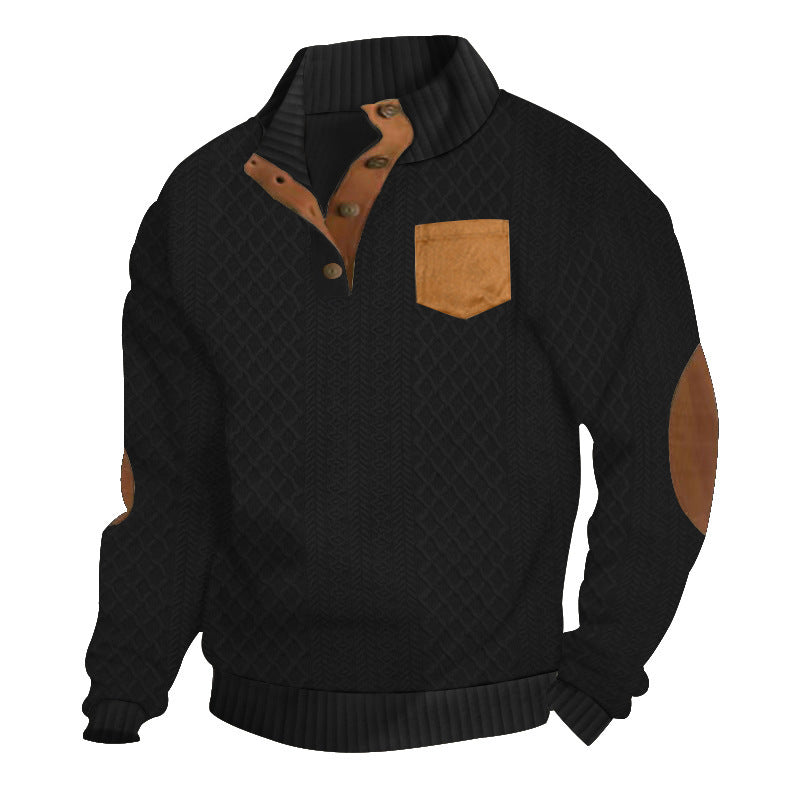 Pull en tricot pour hommes avec col montant et patte de boutonnage Chic und Stil