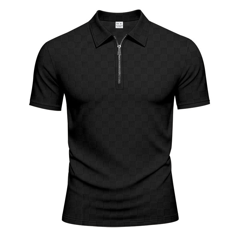 Polo moderne pour hommes à manches courtes avec fermeture éclair et motif à carreaux Chic und Stil