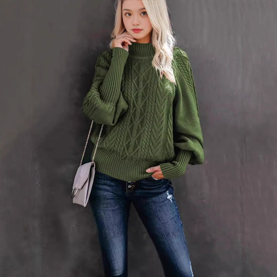Pull-over en tricot pour femmes avec un col haut et des manches volumineuses Chic und Stil
