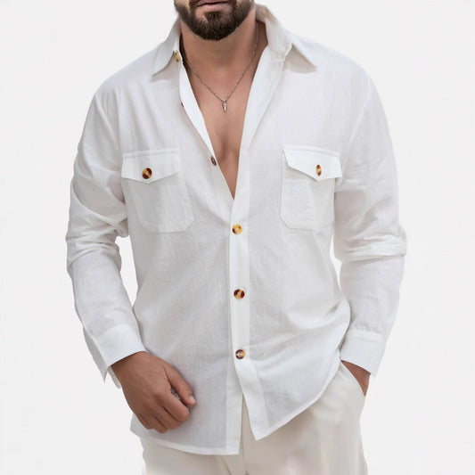Chemise décontractée pour hommes avec boutons modernes et poches poitrine pratiques Chic und Stil