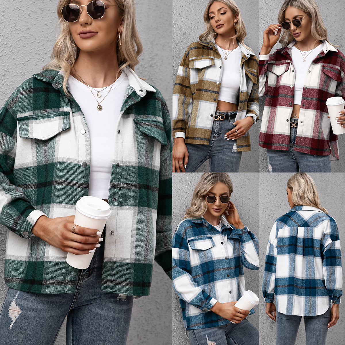 Chemise surchemise à carreaux pour femmes coupe décontractée Chic und Stil