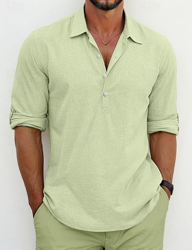 Chemise décontractée à manches longues pour hommes avec patte de boutonnage et coupe tendance Chic und Stil