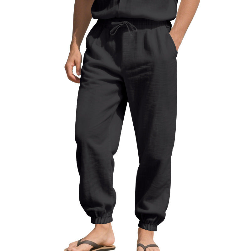 Pantalons de loisirs en lin aérés pour femmes avec taille élastique Chic und Stil