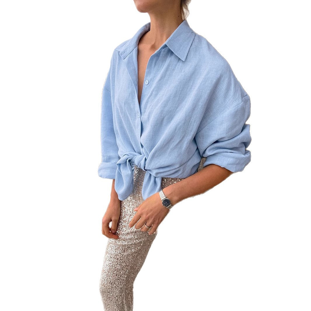Chemise en lin surdimensionnée à boutons pour femme Chic und Stil