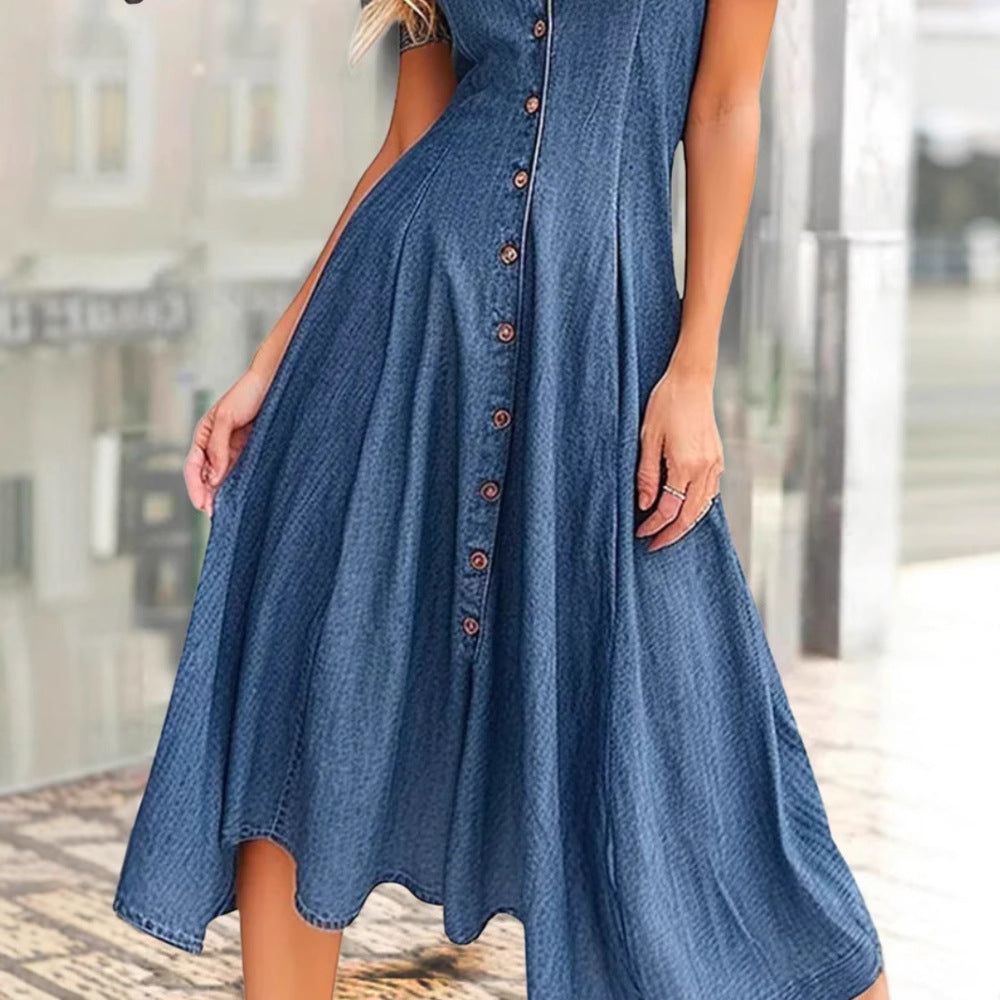 Robe midi en denim à boutons pour femmes Chic und Stil