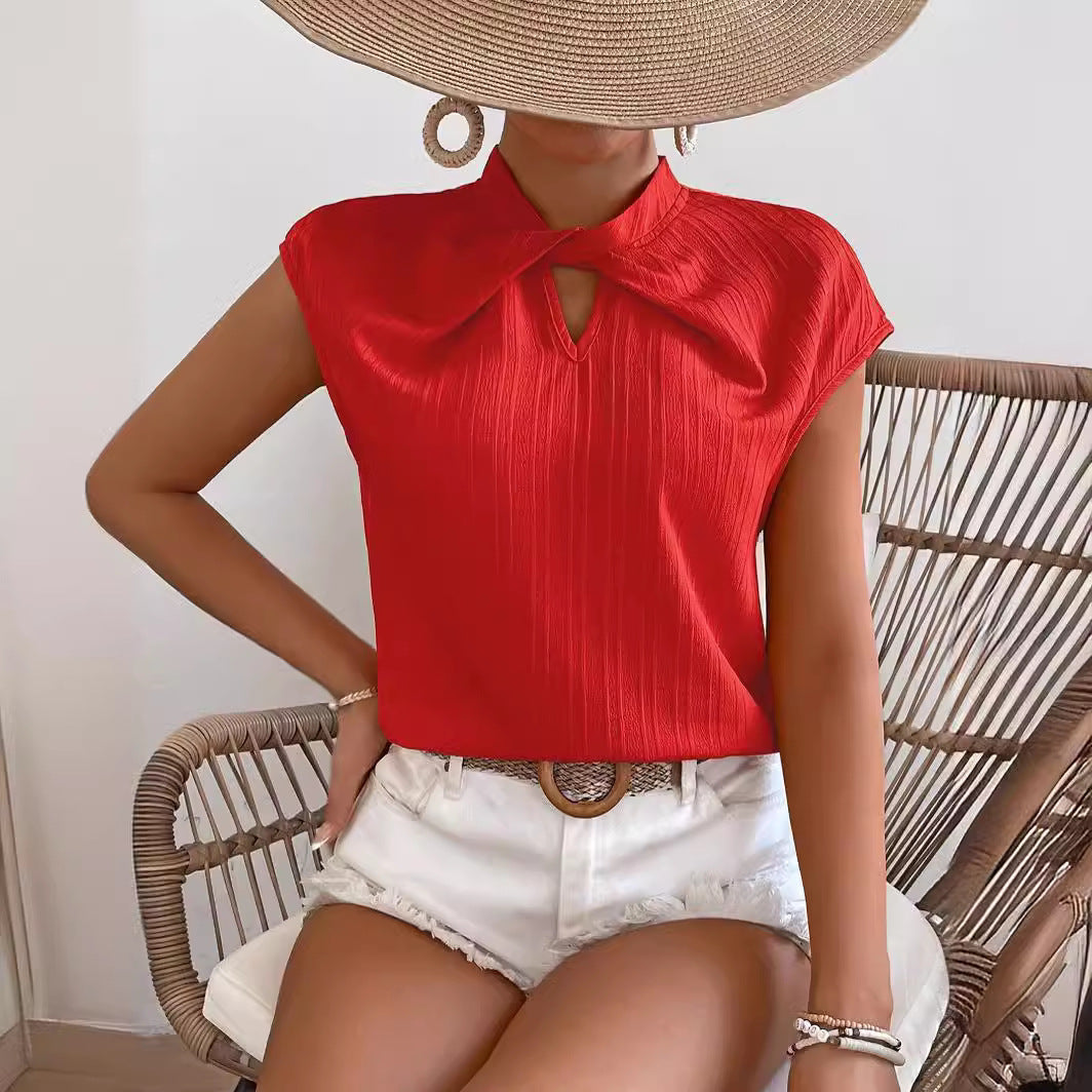 Blouse à encolure clé structurée pour femmes avec manches cape Chic und Stil