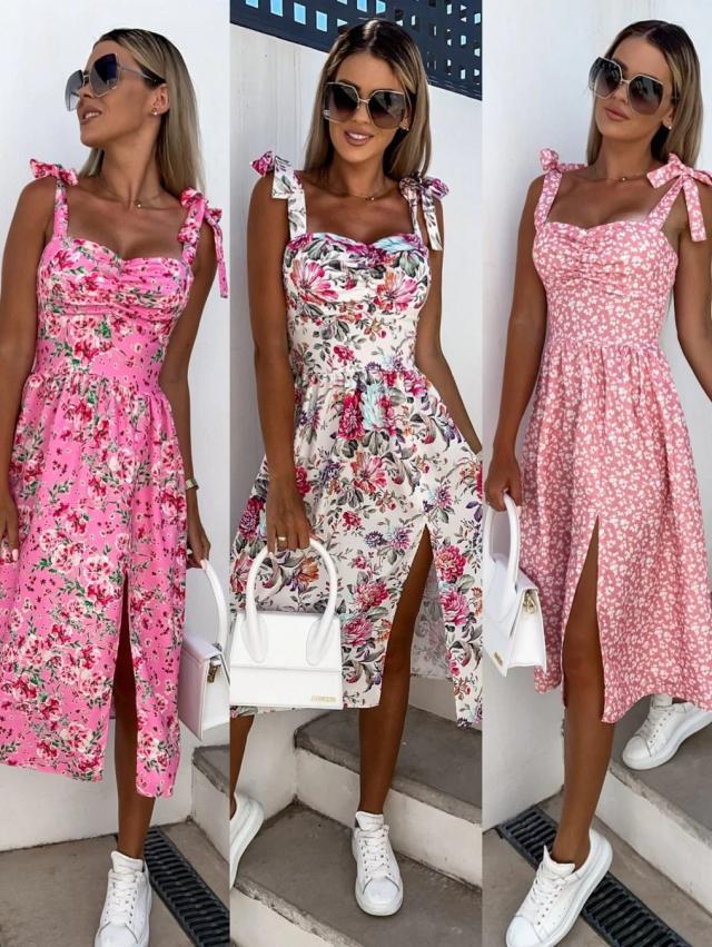 Robe midi à motifs floraux Chic und Stil pour femmes