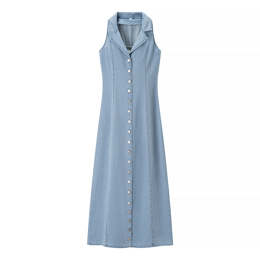 Robe maxi pour femmes avec col de chemise élégant et boutonnière intégrale Chic und Stil