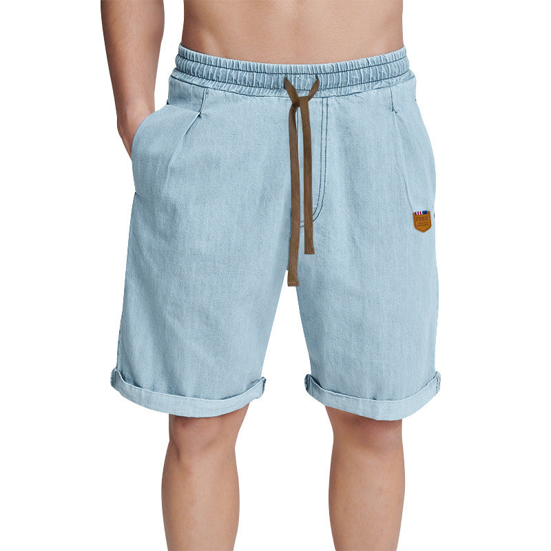 Shorts en denim décontractés pour hommes avec taille élastique et cordon de serrage Chic und Stil