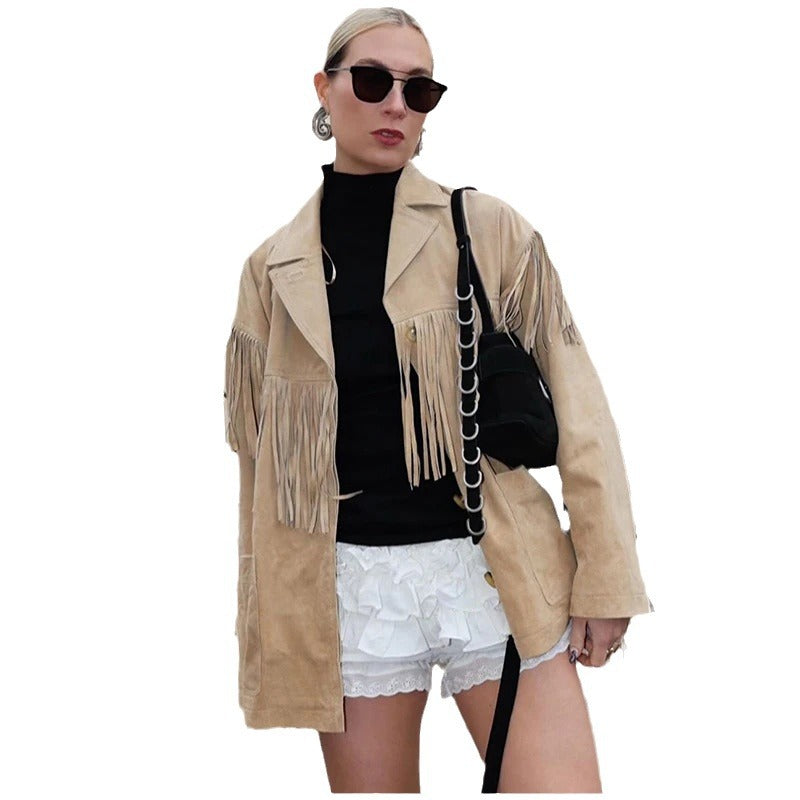 Fringed suede jacket for women Chic and Style
