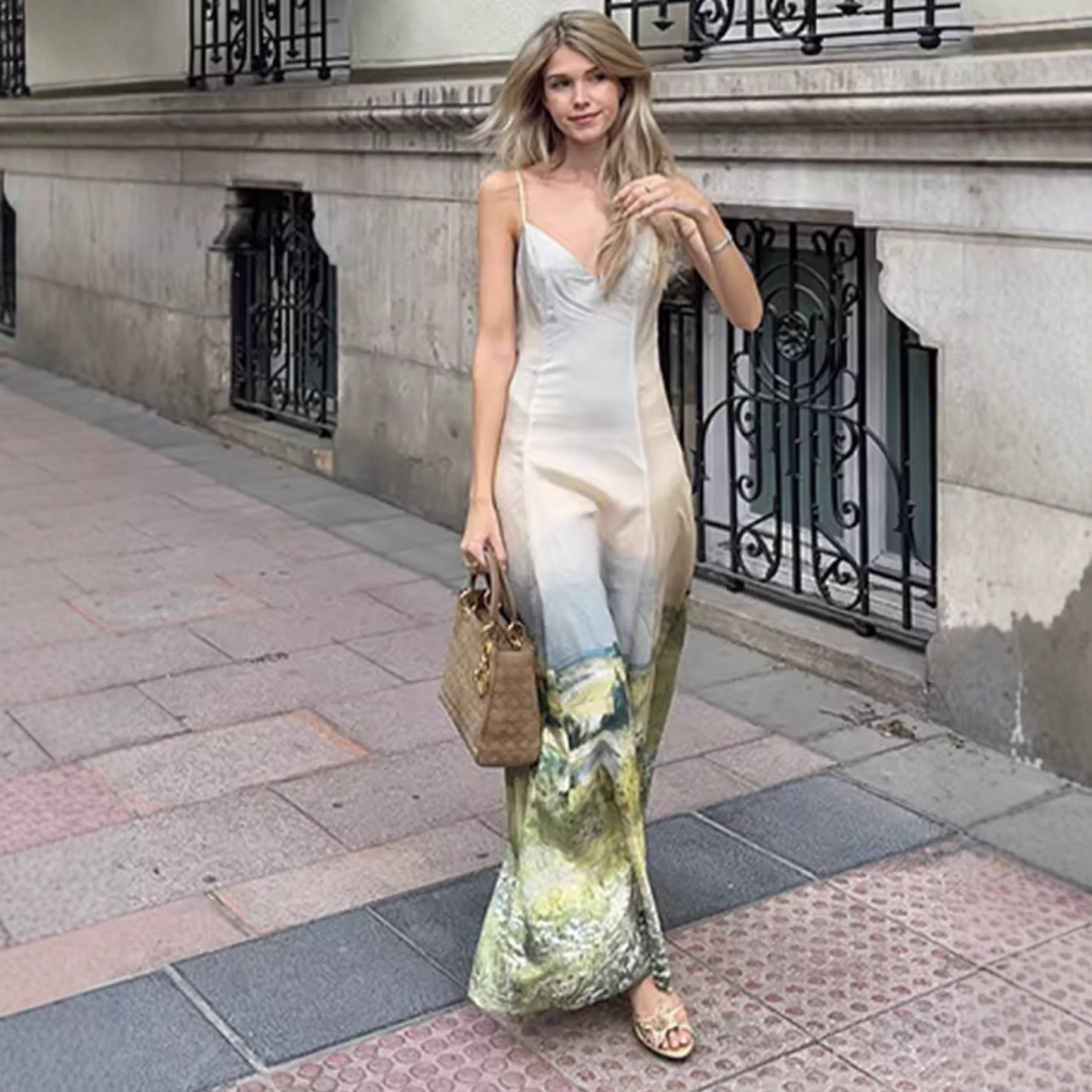 Robe maxi femme avec impression paysagère artistique Chic und Stil