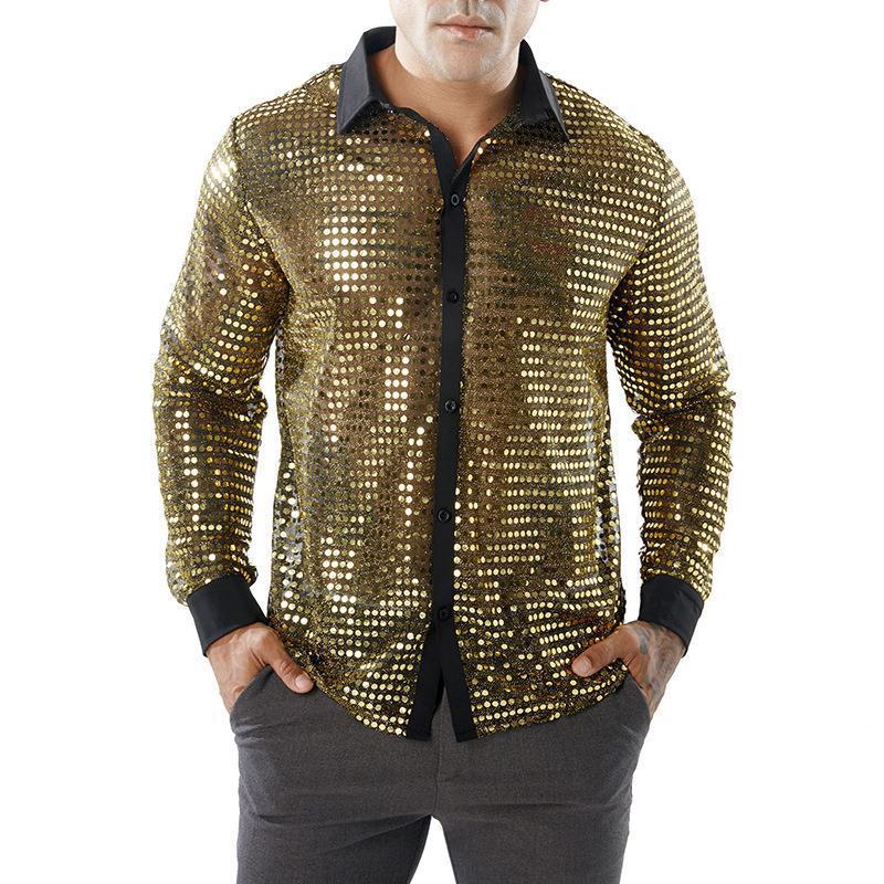 Hommes Chemise de fête brillante avec motifs en strass Chic und Stil