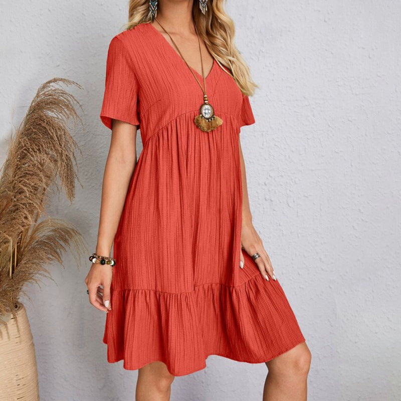 Robe fluide à volants pour femmes avec décolleté en V Chic und Stil