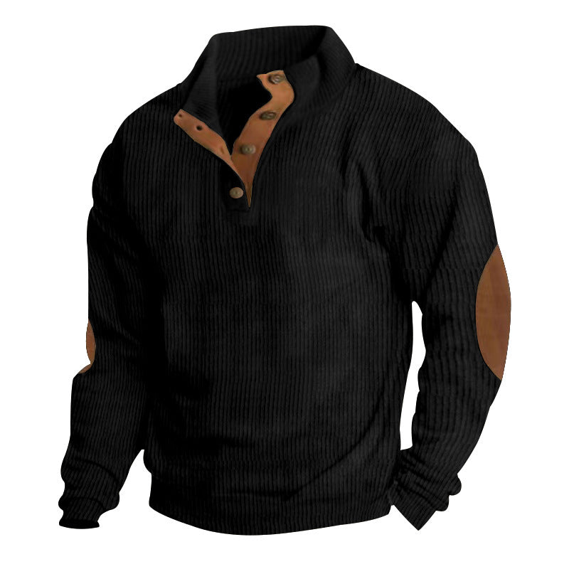 Pull en structure à vagues pour homme avec accents en cuir Chic und Stil
