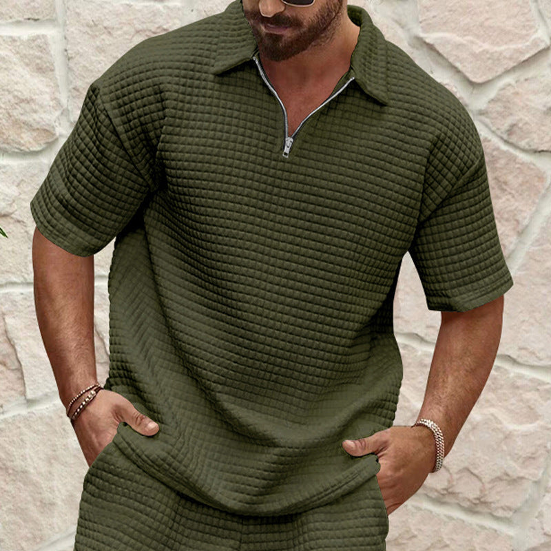 T-shirt polo décontracté pour hommes à manches courtes avec design texturé Chic und Stil