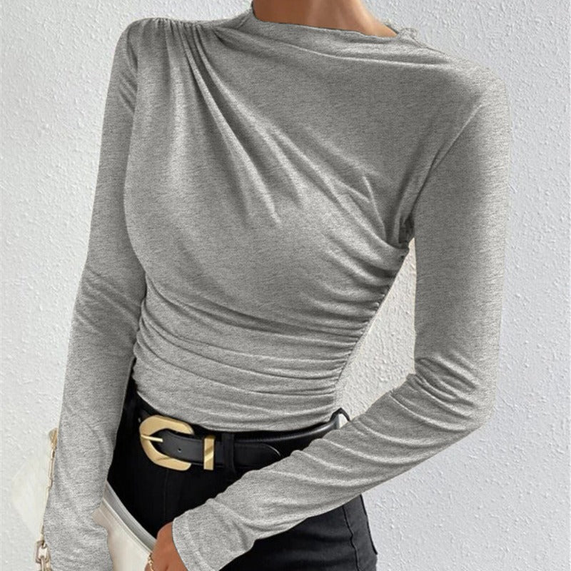 Chemise à manches longues pour femmes avec un design de drapé raffiné Chic und Stil