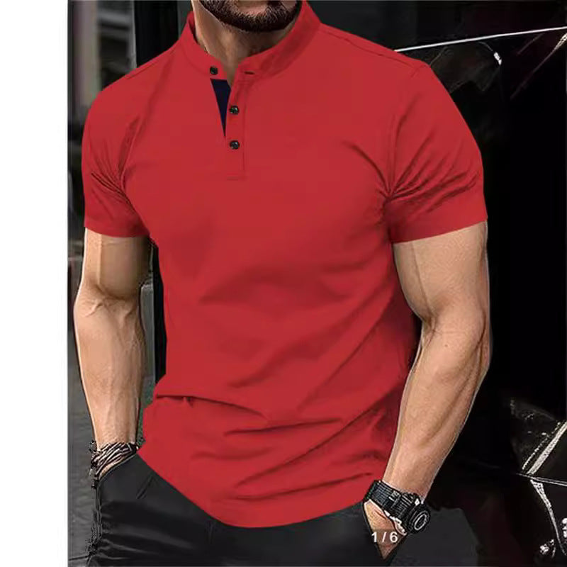 Chemise polo pour hommes avec col montant moderne et boutons contrastés Chic und Stil