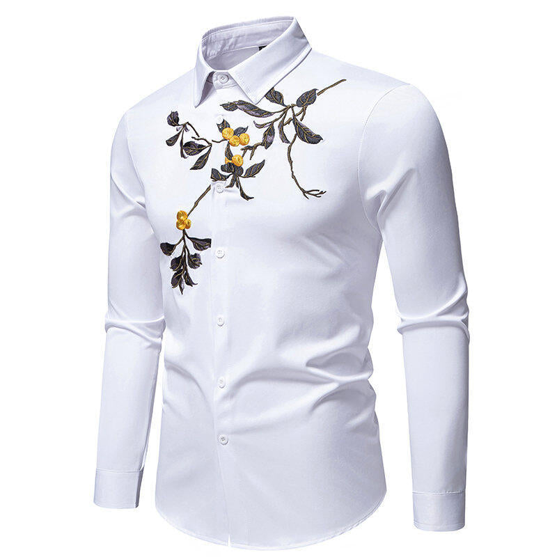 Chemise à manches longues élégante brodée pour hommes Chic und Stil