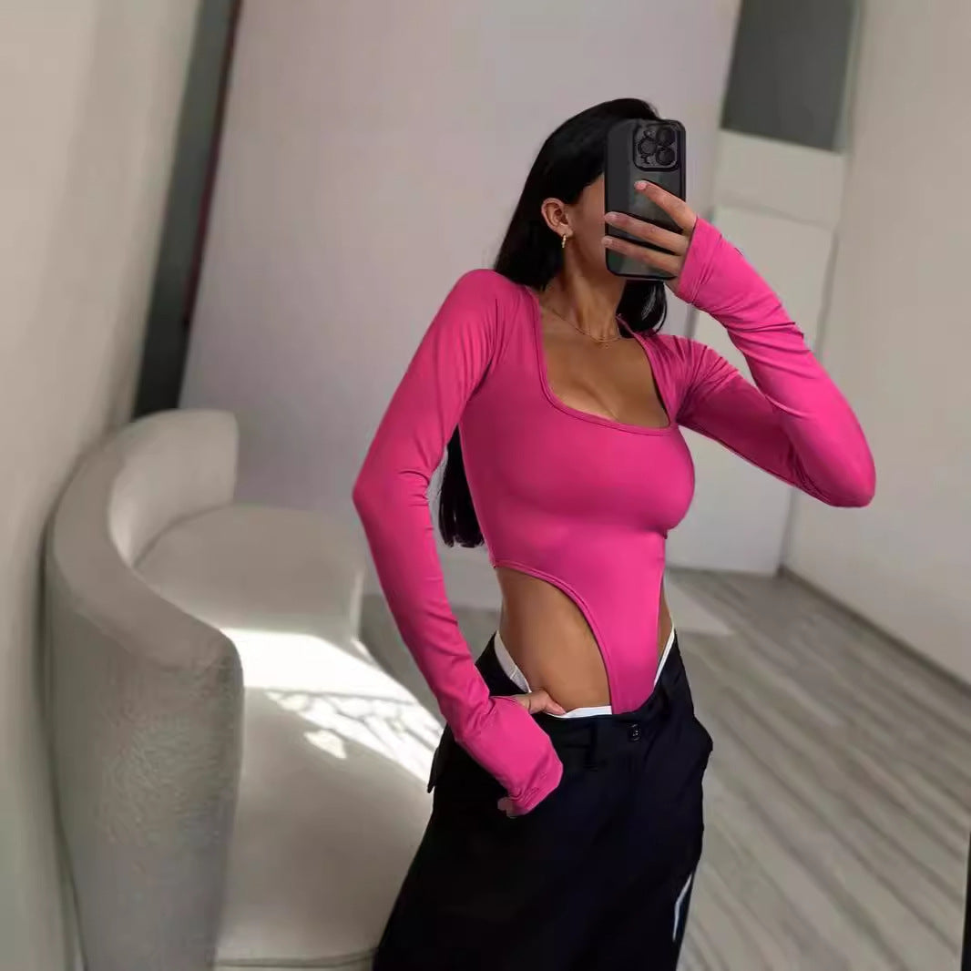 Body sculptant pour femme avec des détails découpés créatifs et des manches longues Chic und Stil