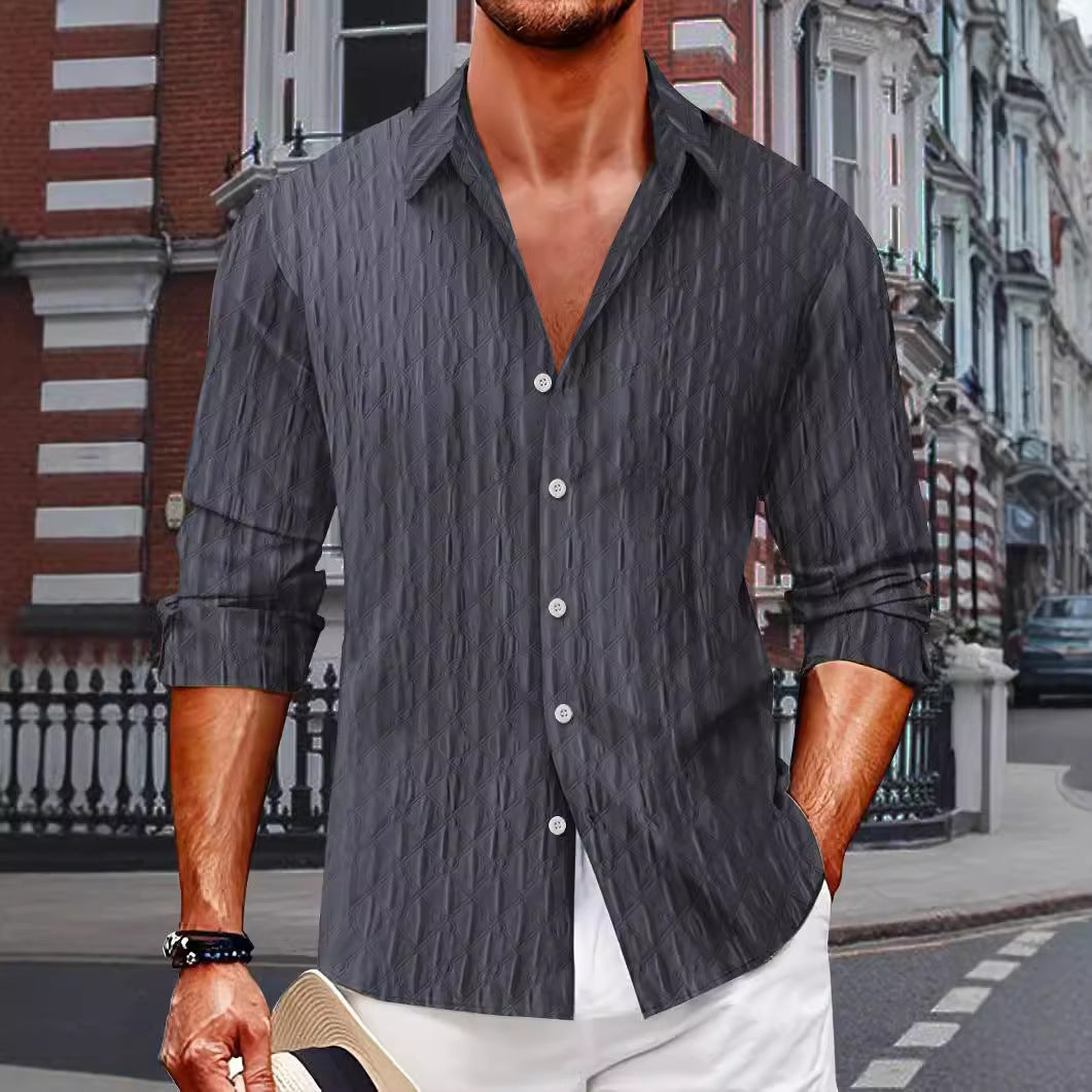 Chemise à manches longues structurée pour hommes avec fermeture à boutons Chic und Stil