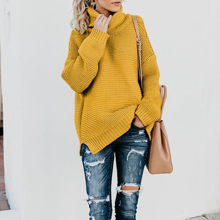 Pull en tricot épais pour femmes avec col haut et coupe décontractée Chic und Stil