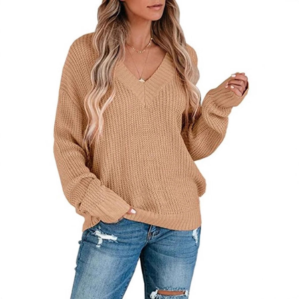 Pull en tricot décontracté pour femmes avec col en V et matériau doux Chic und Still