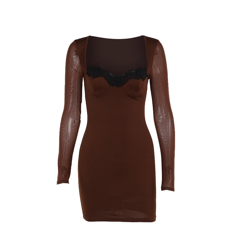 Robe Bodycon à empiècement en dentelle semi-transparente Chic und Stil