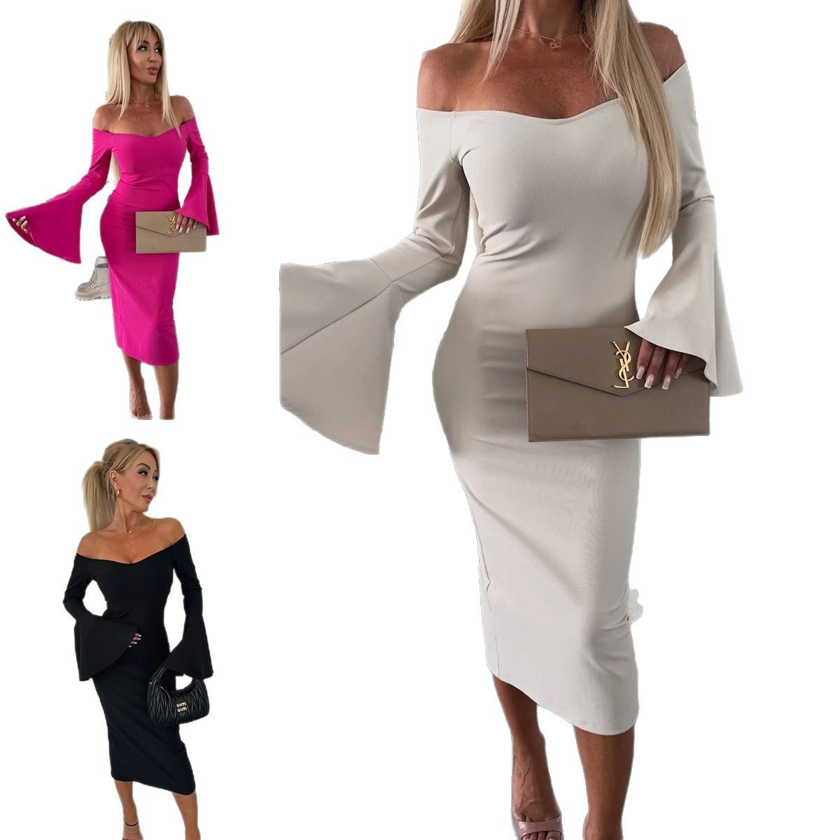 Robe enveloppante ajustée pour femmes avec un design décolleté et des manches larges Chic und Stil