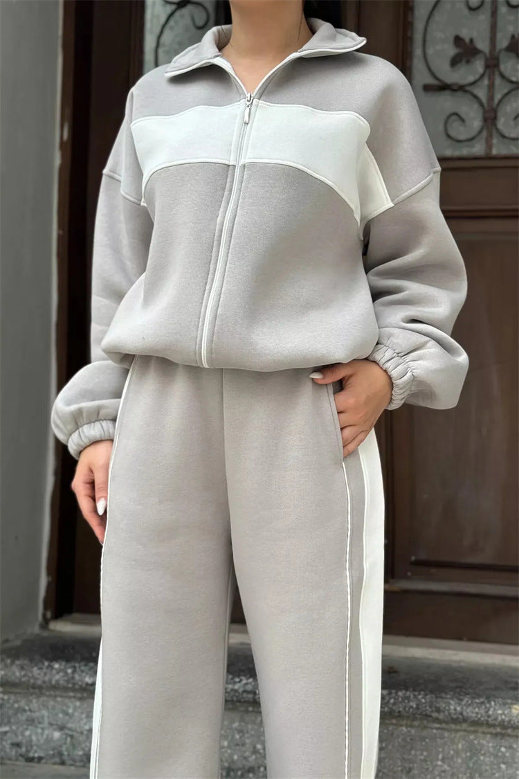 Dames Ensemble de loungewear en polaire sporty avec fermeture éclair Chic und Stil