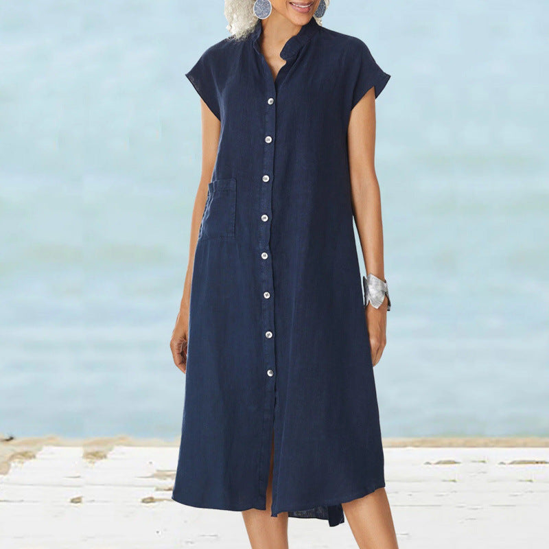 Robe chemise décontractée pour femmes en tissu léger avec poches Chic und Stil