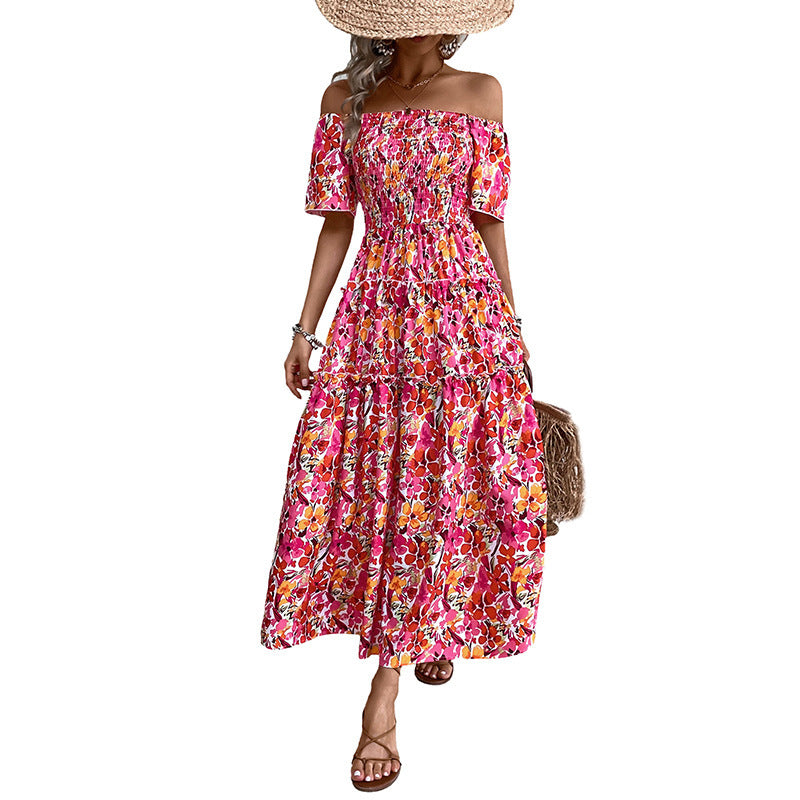 Robe maxi off-shoulder pour dames avec design de volants en couches Chic und Stil