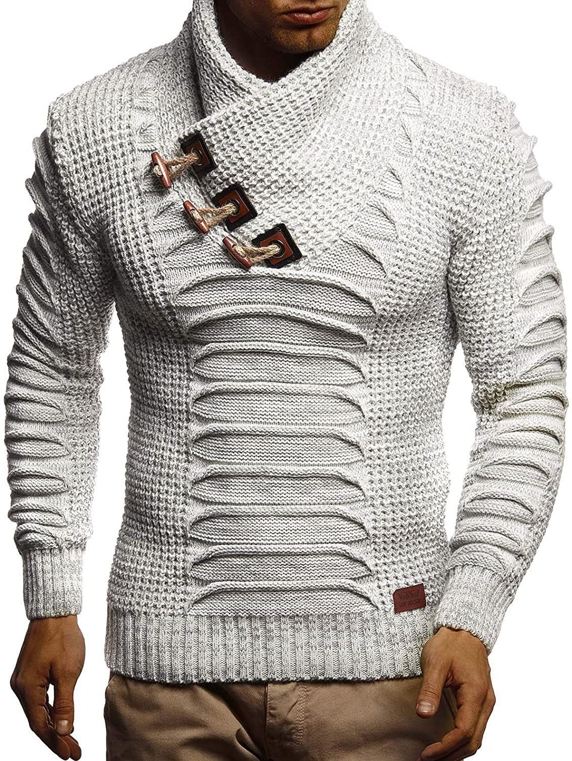 Pull en grosse maille pour homme avec col châle innovant et design rustique Chic und Stil